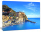 Manarola Village in Rocks and Sea, Beach Photo Canvas Print, 20"x12"