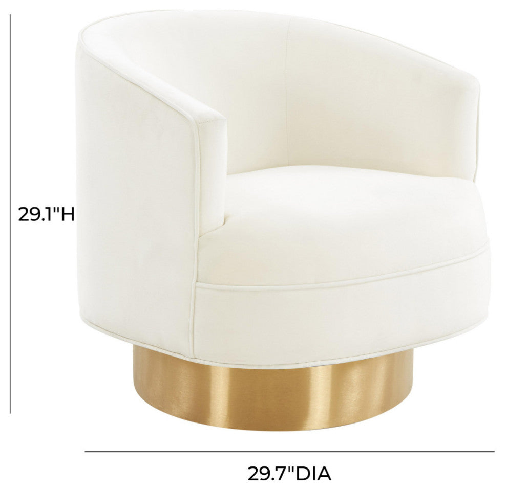 Stella Cream Velvet Swivel Chair - Cream