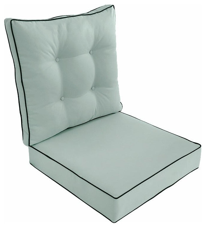 S3 24"x24"x5" Love Sofa Deep Seat Cushion Back Rest Buttons Pillow Outdoor-AD002