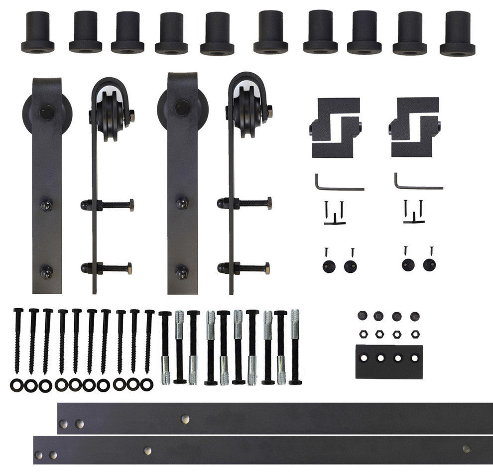 Sliding Barn Door Hardware for Double Door, Classic Design, 12'