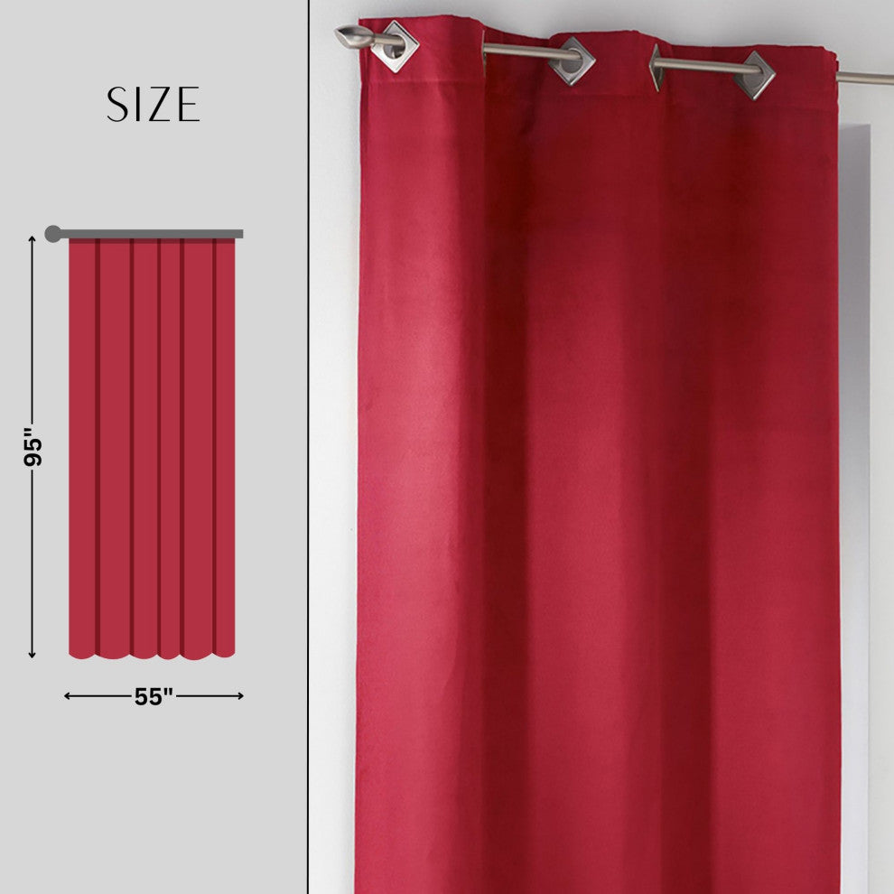 Luxurious Suede Window Curtain - Elegant Soft Texture Drapery, 95x55 Inches, Red, 1 Panel
