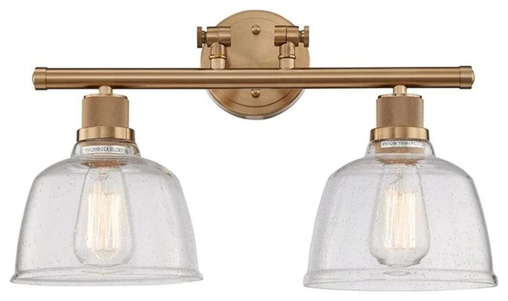 Light Vanity Light, Satin Gold With Clear Seedy Glass, Satin Gold, 2 Light