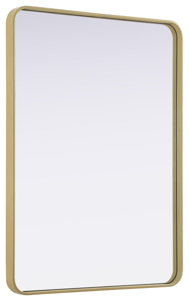 Home Living Contour Metal Rectangle Mirror 30x40, Brass