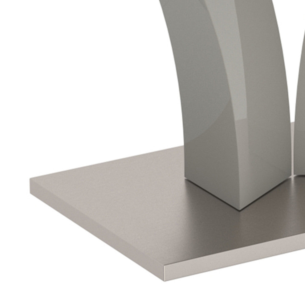 Contemporary Faux Marble, Stainless Steel Rectangular Dining Table, Light Gray