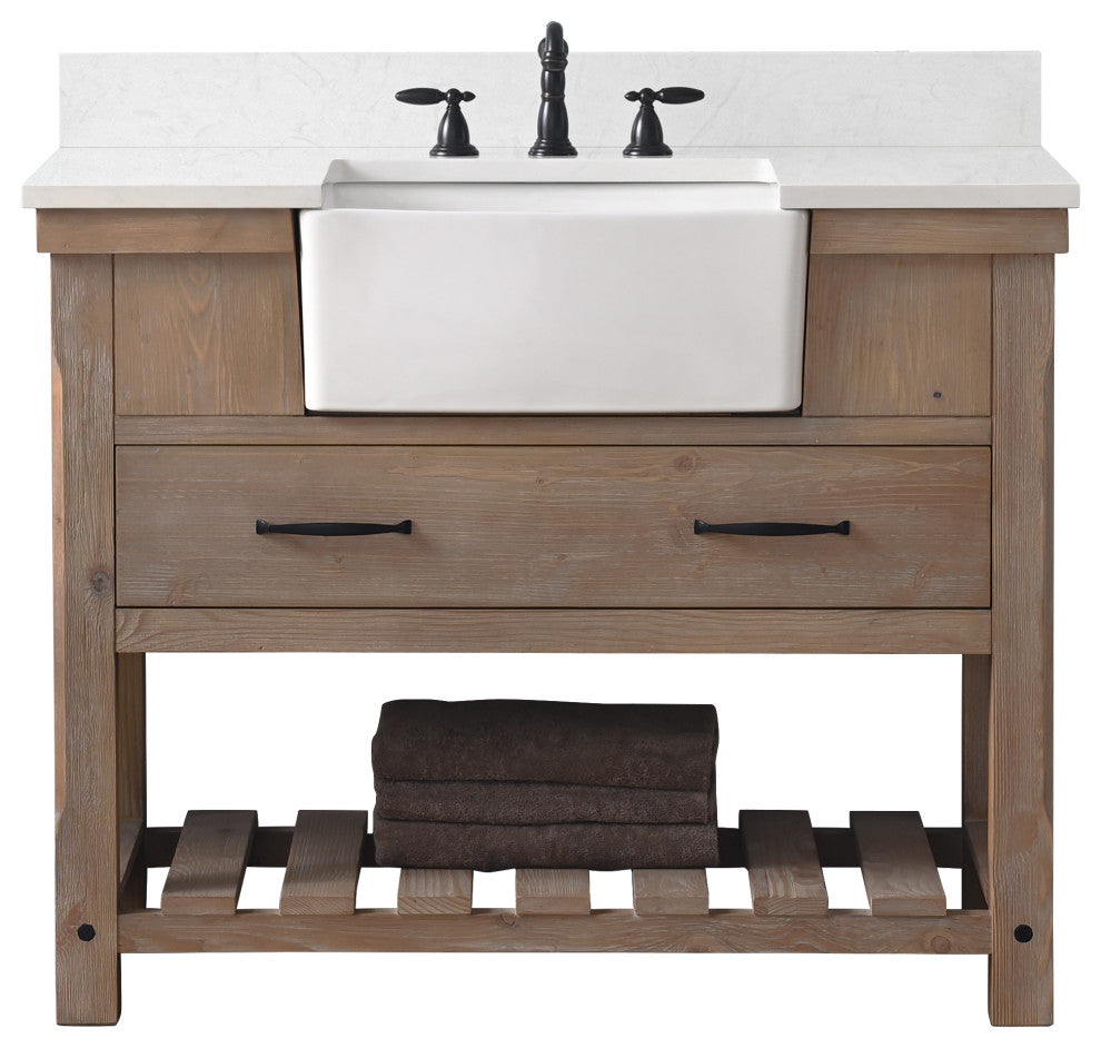 Wesley 42" Bathroom Vanity, Weathered Natural