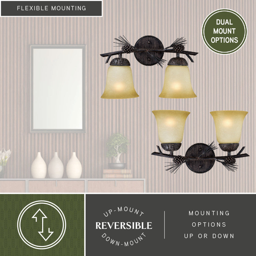 Vaxcel Sierra 2 Vanity Light, Black Walnut