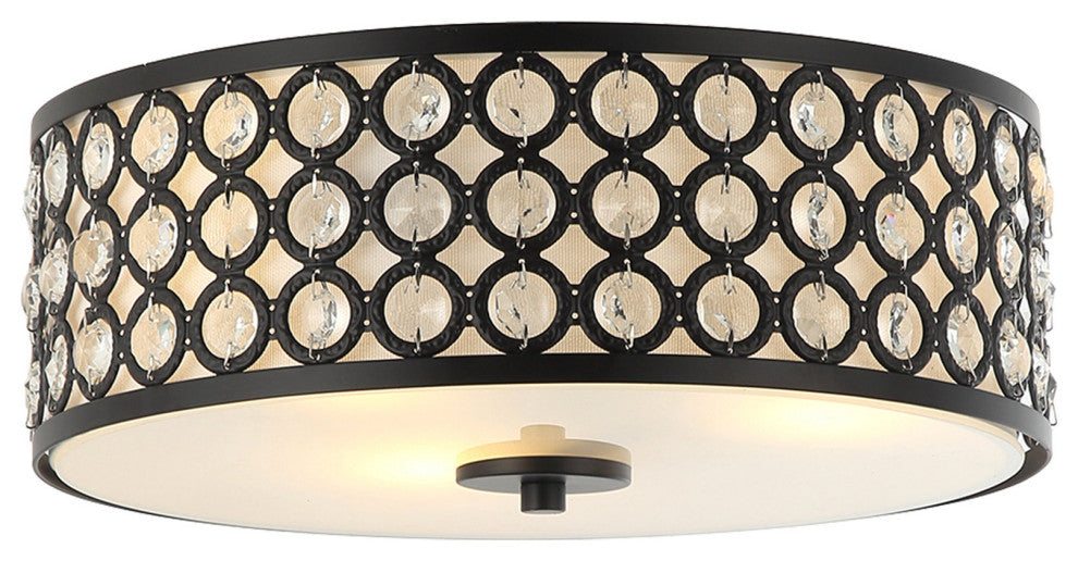 3-Light 14 in Modern LED Flush Mount Light With Crystal