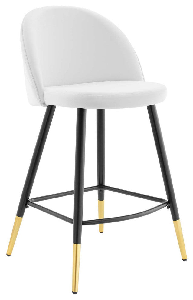 Cordial Performance Velvet Counter Stools Set of 2 White