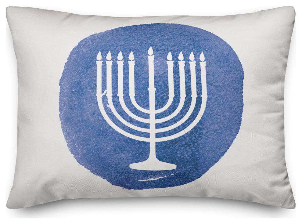 Watercolor Menorah 14"x20" Throw Pillow