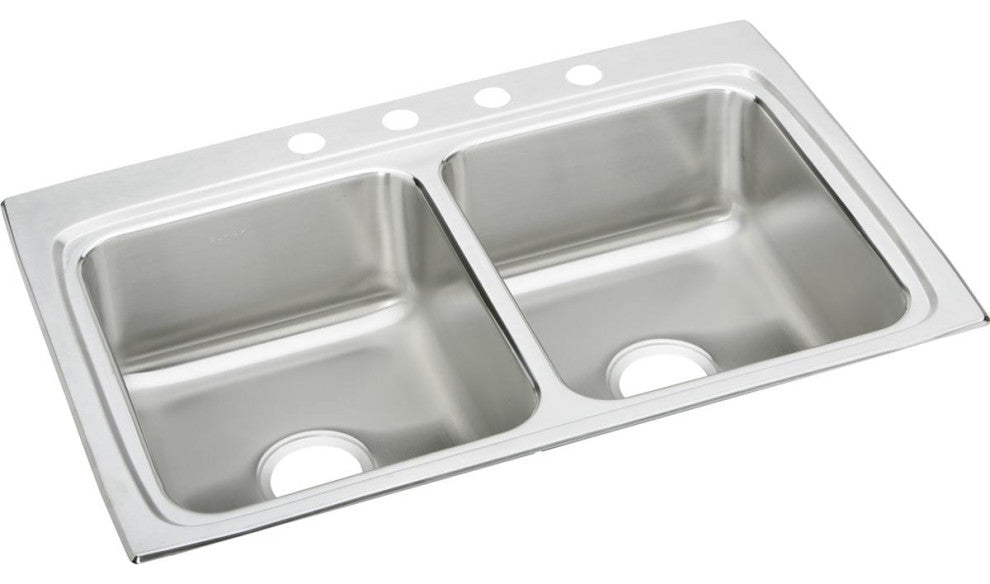 LR33225 Lustertone Classic Stainless Steel 33" x 22" Double Bowl Drop-in Sink