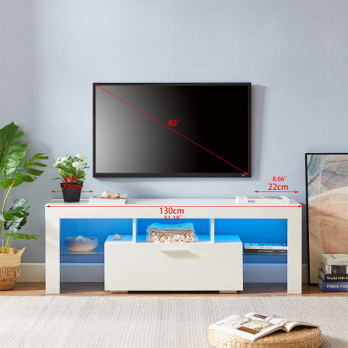 White morden tv stand with storage high glossy front media cabinet