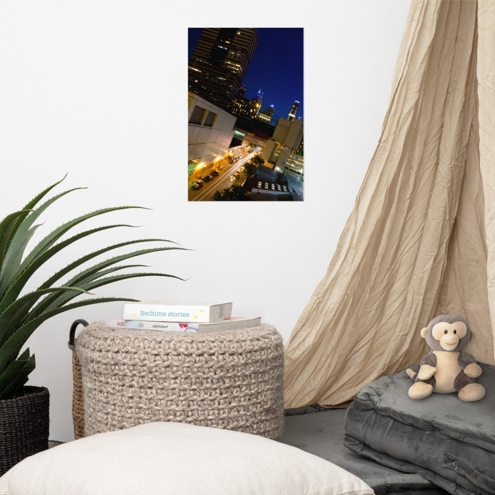 Light Trails in Philly Night Urban Landscape Photo Unframed Wall Art Print, 12" X 18"