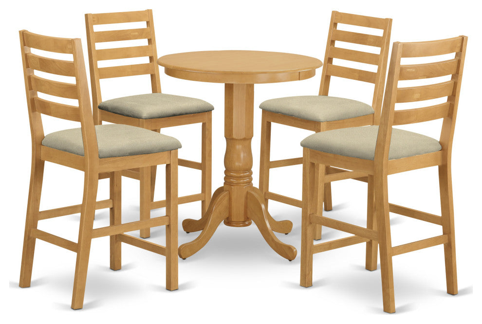 5 Pc Dining Counter Height Set - High Top Table, 4 Counter Height Dining Chair