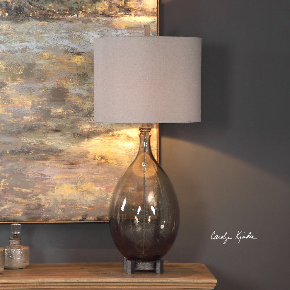 New Uttermost Saimara Charcoal Glass Lamp