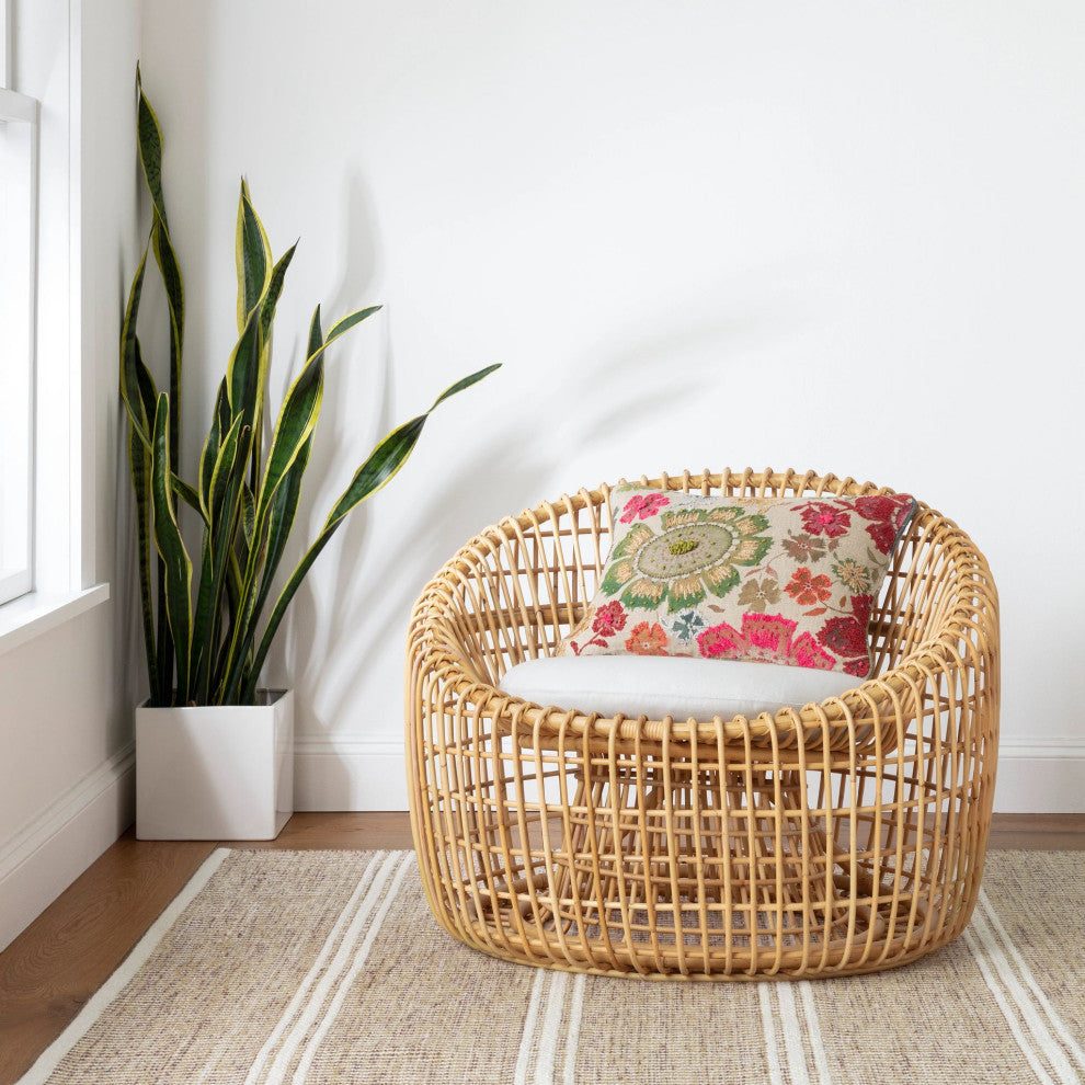 Dash & Albert Malta Natural Handwoven Wool Rug, Ivory, 8' x 10'