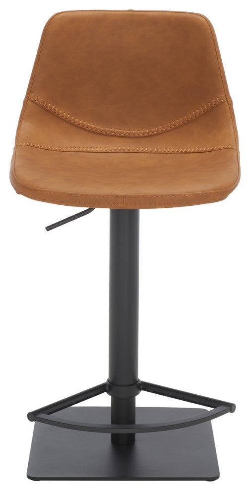 Safavieh Kynlee Gas Lift Bar Stool, Cognac/Black