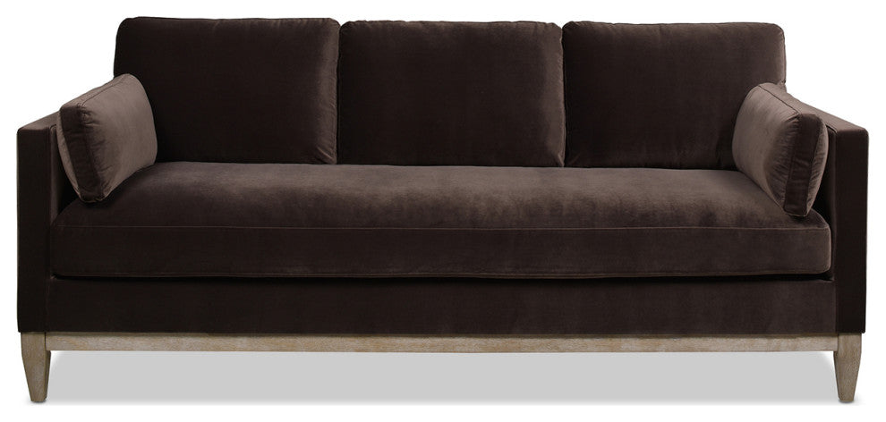 Knox 84" Modern Farmhouse Sofa, Deep Brown Performance Velvet