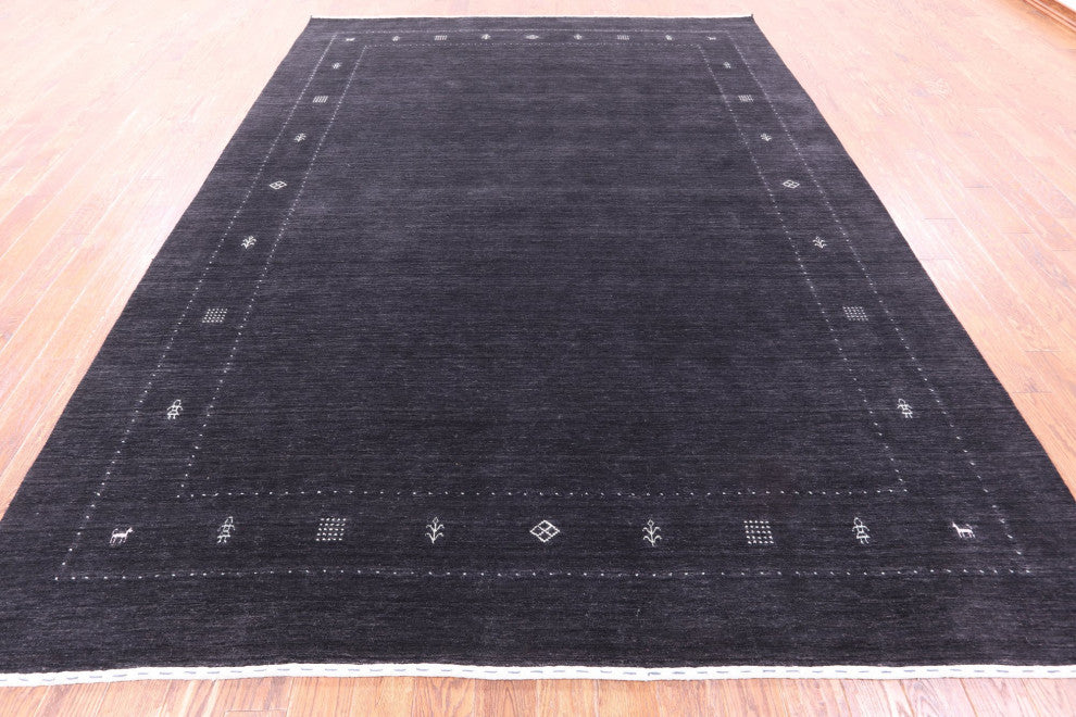 9' 0" X 11' 10" Handmade Persian Gabbeh Wool Rug Q11378