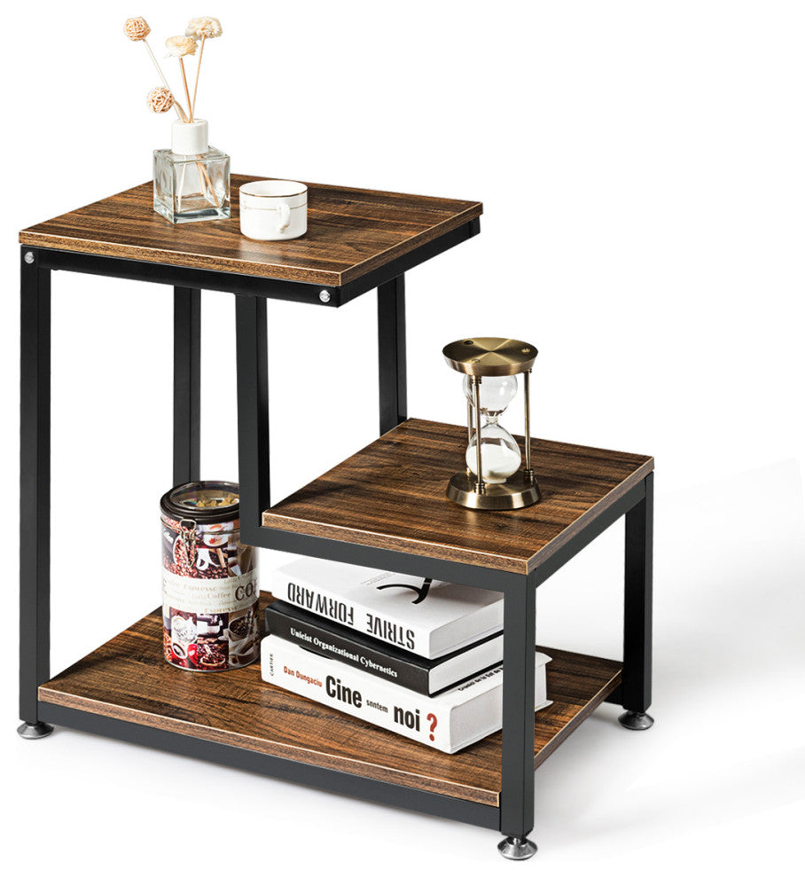 Costway 3-Tier End Table Side Table Night Stand W/Storage Shelf for Living Room