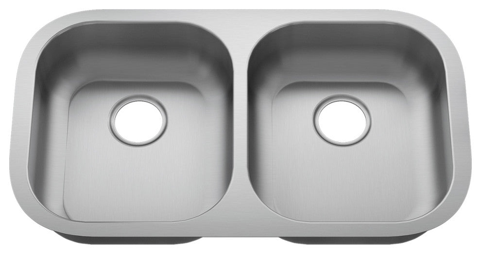 Sinber 32" Undermount Double Bowl 304 Stainless Steel Kitchen Sink