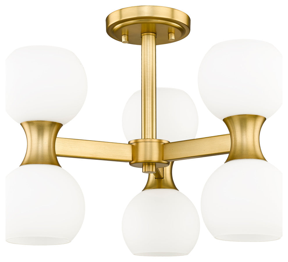 Z-LITE 6-Light Semi Flush, Modern Gold