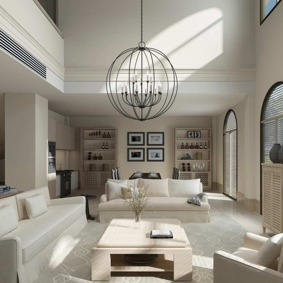 Livex Lighting 46690 Milania 15 Light 42"W Candle Style Globe - Black with