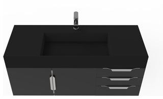 CastelloUSA Amazon 48" Wall Mounted Vanity Set, Black, Black Top, Brushed Nickel
