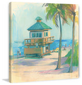 "Beach Caf " Painting Print on Wrapped Canvas, 24"x24"