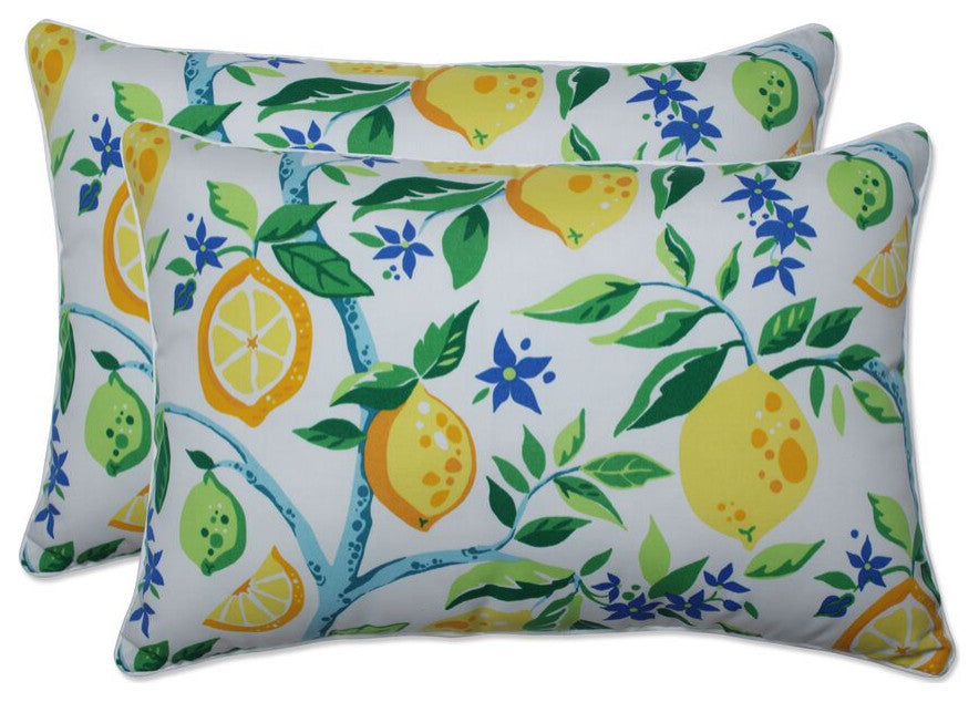 Lemon Tree Yellow Over-sized Rectangular Throw Pillow, Set of 2