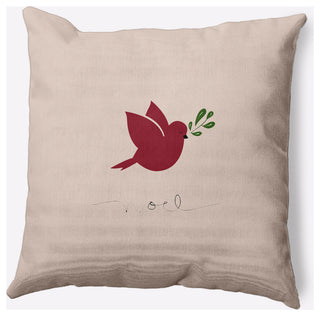 Noel Bird Decorative Throw Pillow, Taupe, 16"x16"