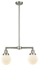 2-Light Beacon 23" Chandelier, Brushed Satin Nickel, Shade: Gloss White