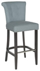 Contemporary Bar Stool, Polyester Seat With Button Tufted Rolled Back, Sky Blue