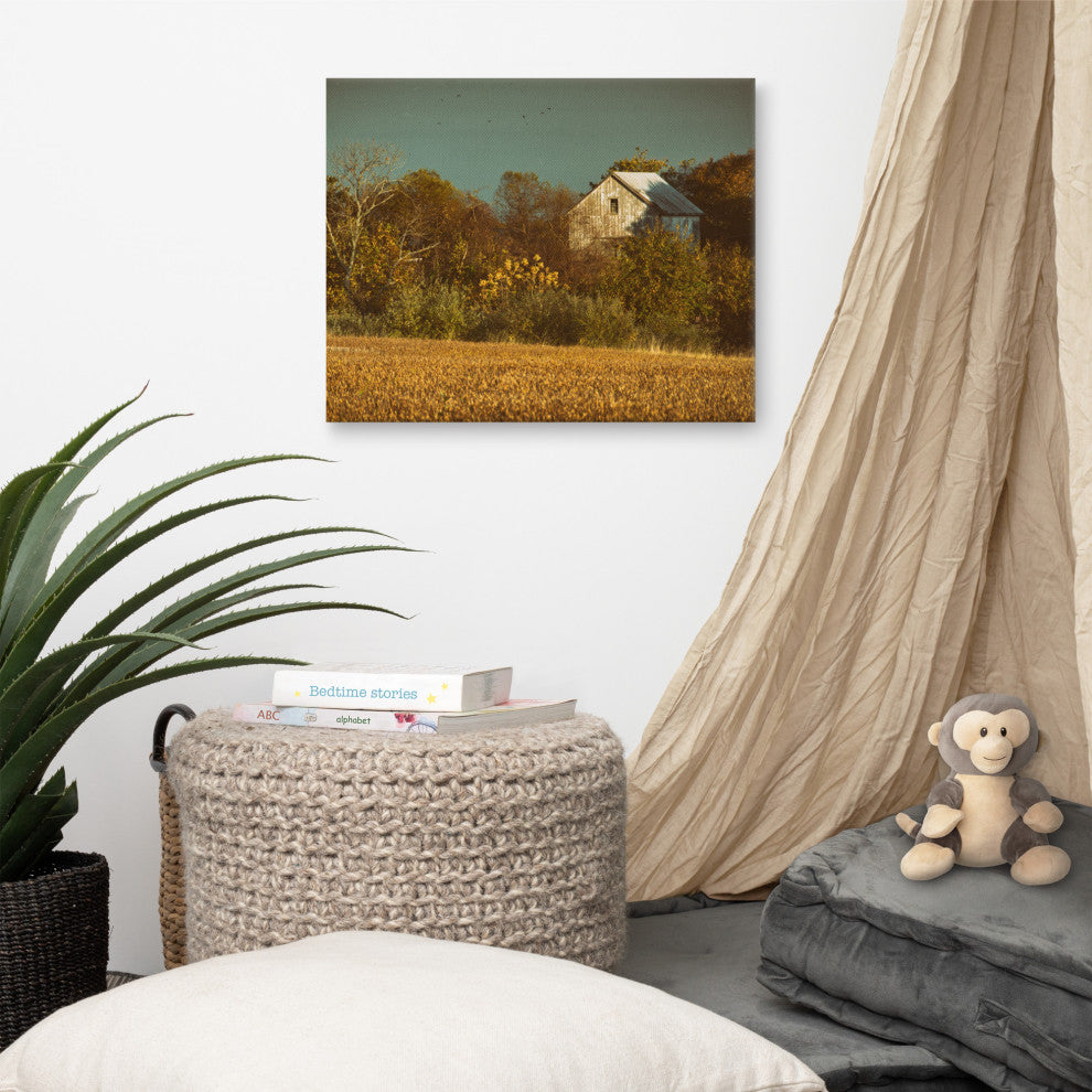 Canvas Wall Decor: Abandoned Barn - Aged Rural Landscape Photo, 16" X 20"