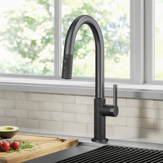 Oletto Pull-Down 1-Hole Kitchen Faucet, Matte Black/Spot Free Black Stainless