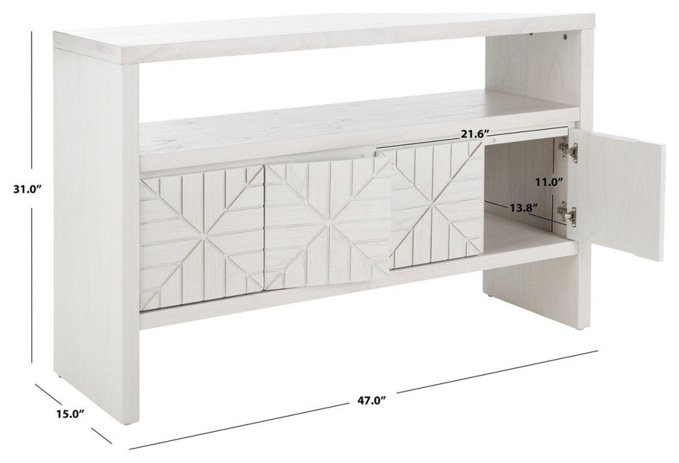 Safavieh Zella 4 Door Console Table, White Washed