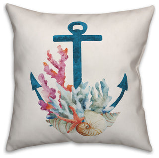 Coral Anchor 16x16 Throw Pillow