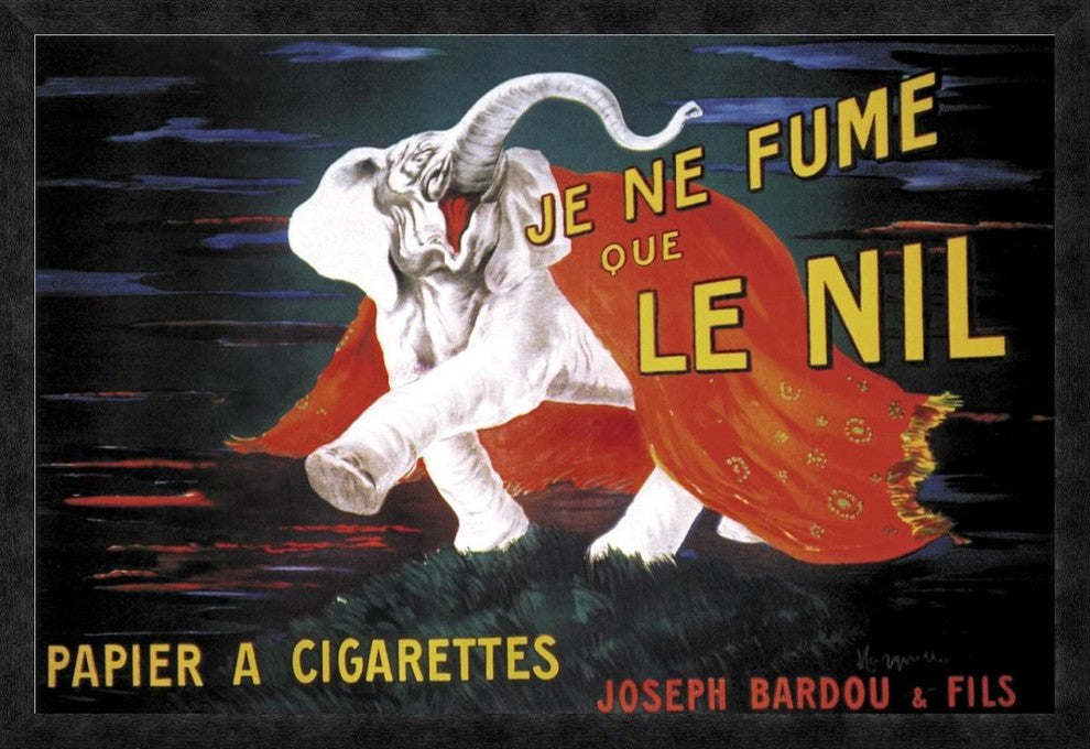 "Je Ne Fume Que Le Nil" Framed Canvas Giclee by Vintage Elephant, 38"x26"