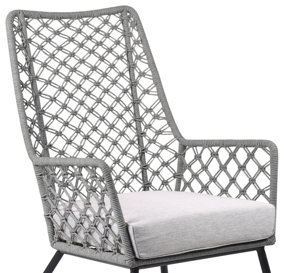Marco Steel and Truffle Rope Indoor Outdoor Steel Lounge Chair, Gray