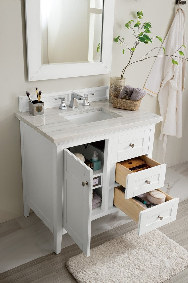 James Martin Palisades 36" Bright White Vanity, Without Top