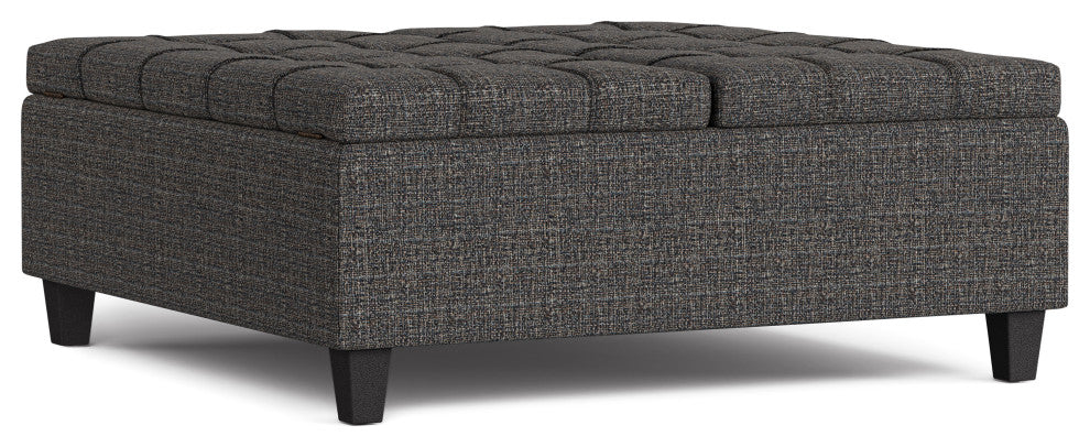 Harrison Large Square Coffee Table Storage Ottoman, Ebony