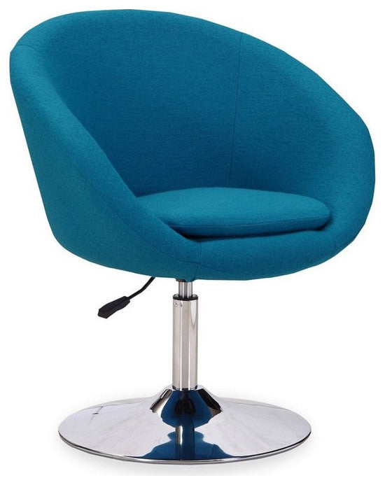 Set of 2 Accent Chair, Adjustable Cushioned Seat & Curved Back, Blue Fabric