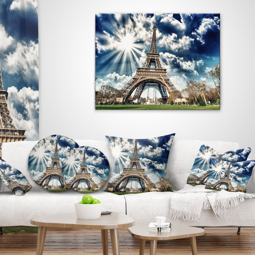 Magnificent Paris Eiffel TowerView Skyline Photography Throw Pillow, 16"x16"