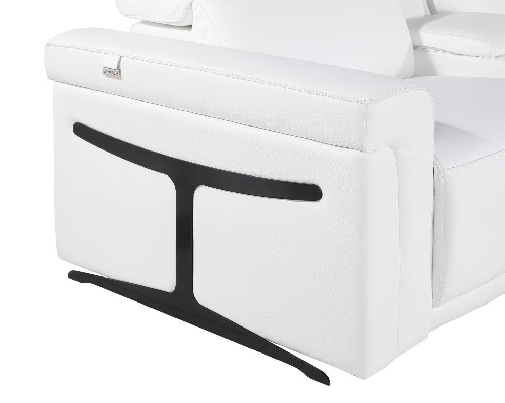 Giovanni 7-Piece 3-Power Reclining Italian Leather Sectional, White