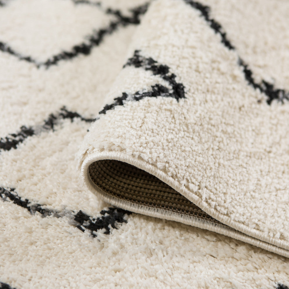 Aspen Shag Polypropylene Area Rug, Cream/Gray, 2'x3'