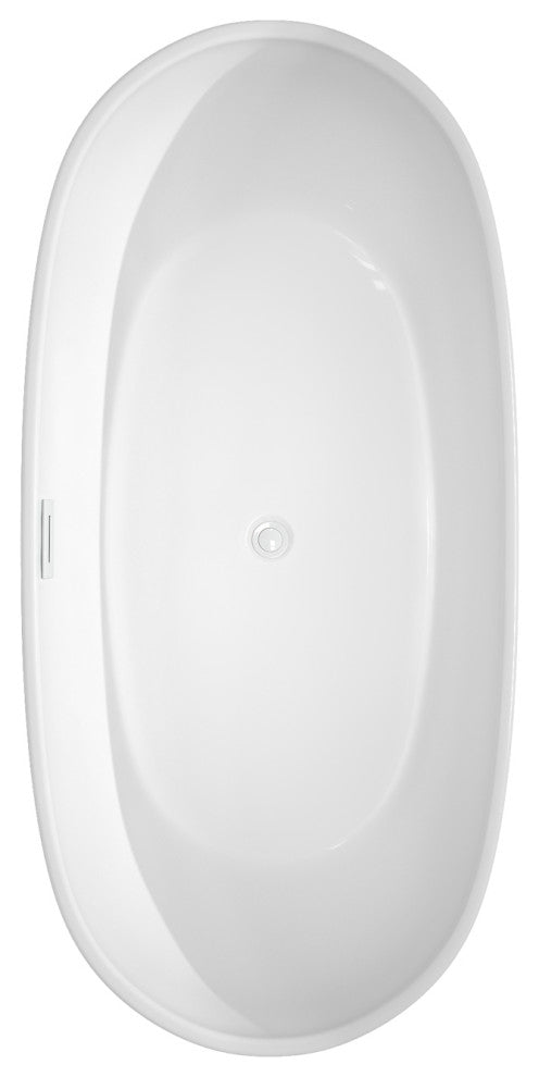 Rebecca 60 to 70" Freestanding Bathtub with options, Shiny White Trim, 65 Inch, No Faucet