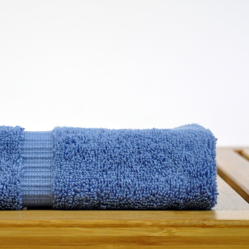 Dobby Border Luxury Hotel and Spa Wash Cloth, Set of 12, Wedgewood
