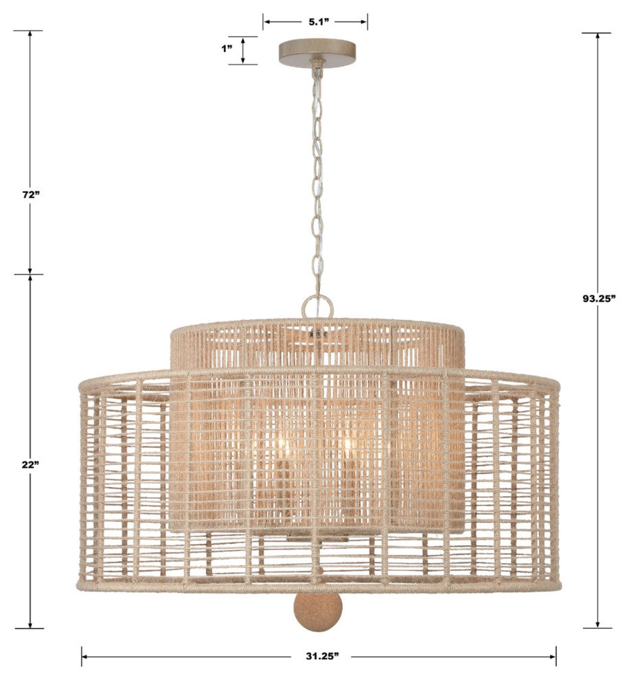 Crystorama Lighting Group JAY-A5006 Jayna 8 Light 32"W Drum - Burnished Silver