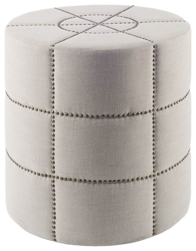 Cream Ottoman With Metal Detailing