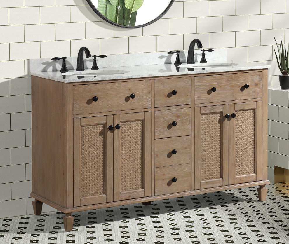 Ari Kitchen and Bath Annie 55" Double Bath Vanity Weathered Fir