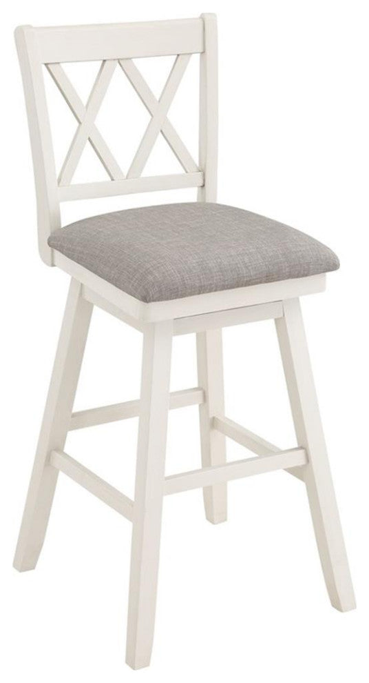 Home 2 Office Brookline 29" Swivel Solid Wood Barstool in Cream/White/Gray